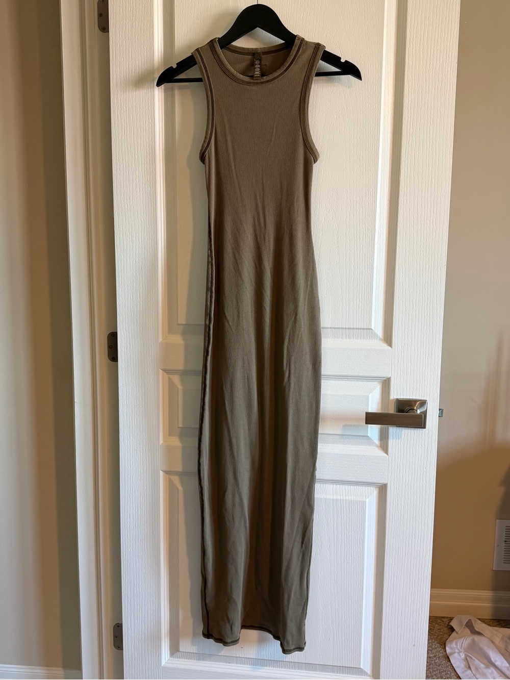 SKIMS Olive Ribbed Tank Maxi Dress